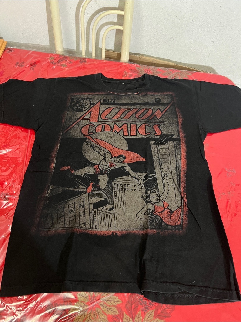 DC Action Comics NO#.23 Superman Black Graphic T Shirt Mens Sz Large